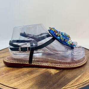 Sam Edelman Gabrielle Sandals Blue Multicolor Beads & Shells Women's 7.5